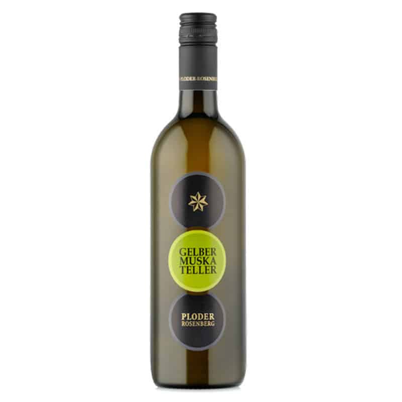 Gelber Muskateller 2018 in Flasche mit grünem Etikett