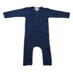 Baby Strampler blau mit Strichen als Aufdruck